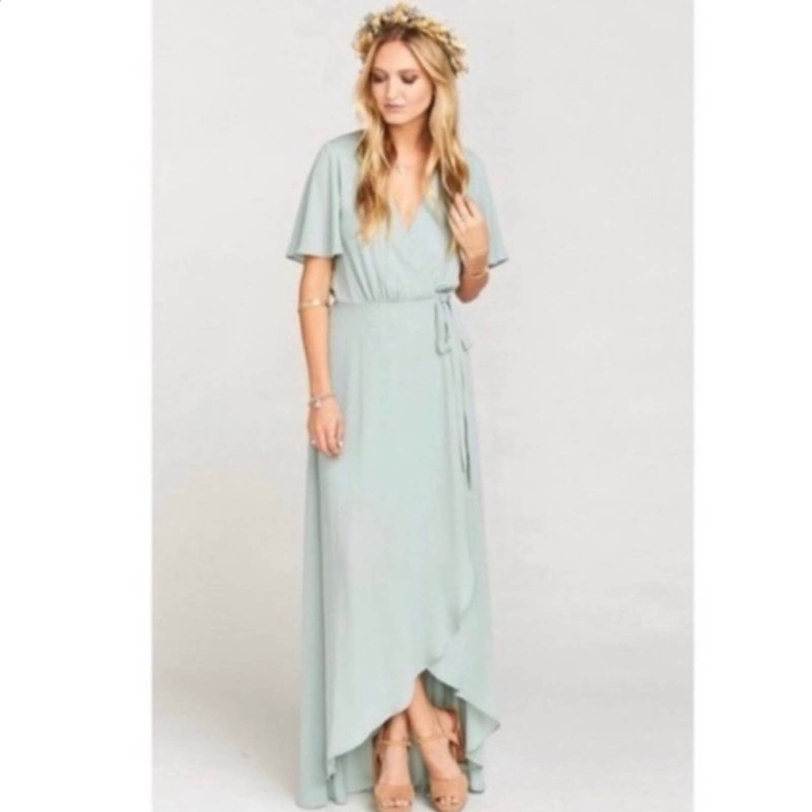 Show Me Your Mumu Nwt Sophia Wrap Silver Sage L